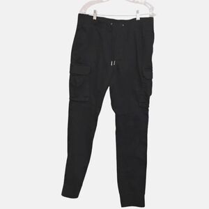 H&M Skinny Fit Coupe Moulante Women's Black Cargo Pockets Bottom Cuffs Pants M